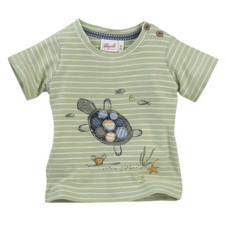 PWO- Baby-Kurzarmshirt mit Streifen & Schildkröten-Applikation- Gr. 50-104