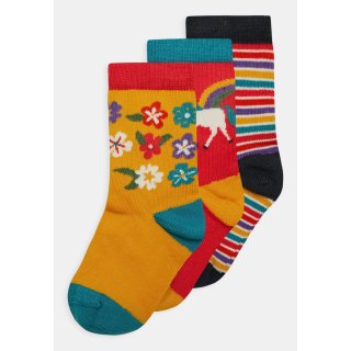 Frugi- 3er-Set Socken LITTLE SOCKS Pferd Pegasus/Blumen- 0-4 Jahre